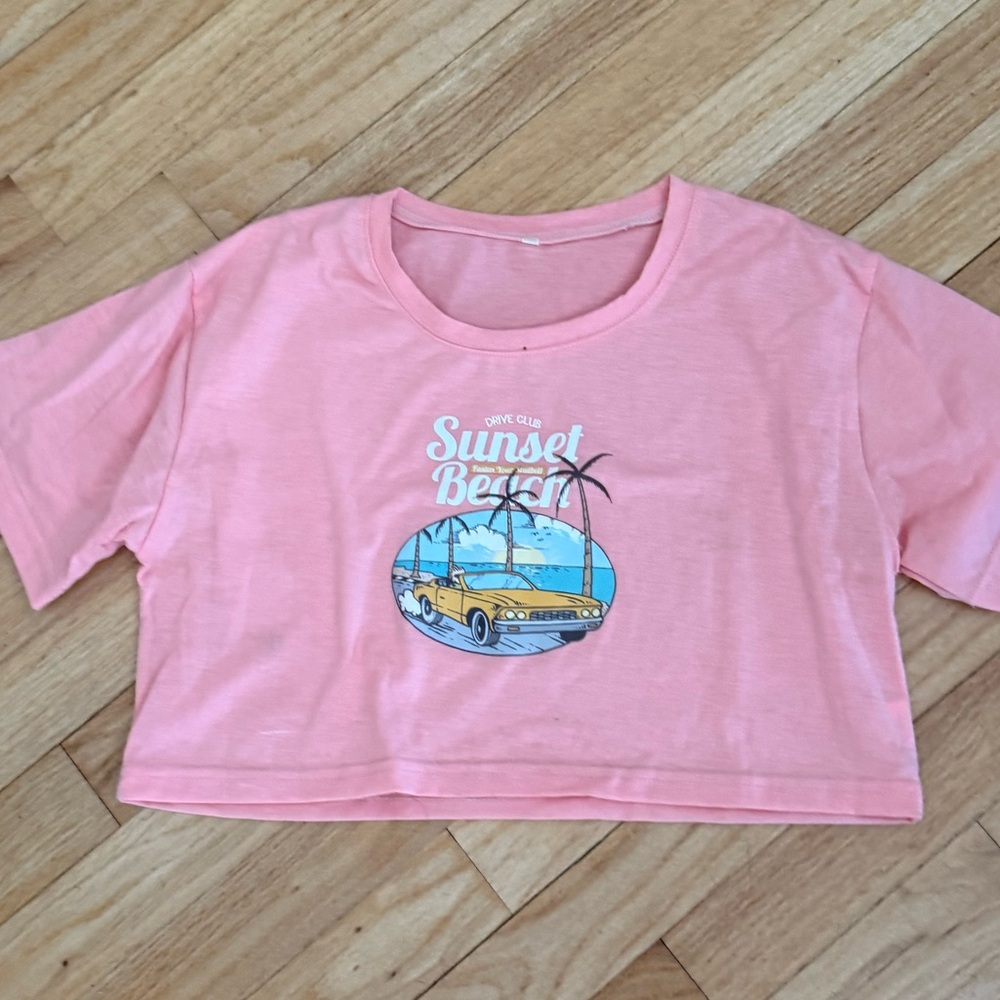 Sunset Beach Pink Crop Top